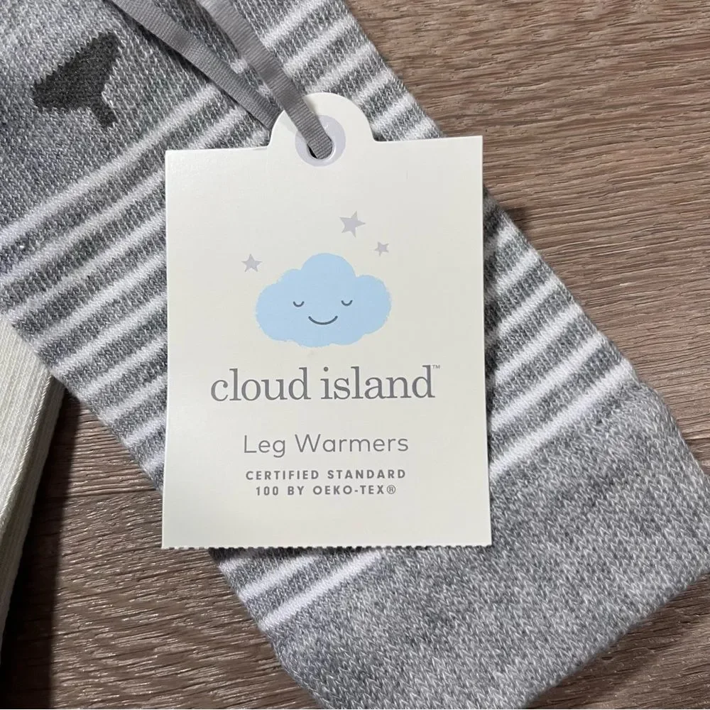 Cloud Island Gray and White Striped Leg Warmers 6-9M